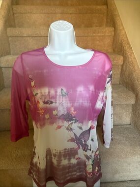 Pink Butterfly Print Women’s Top in PM